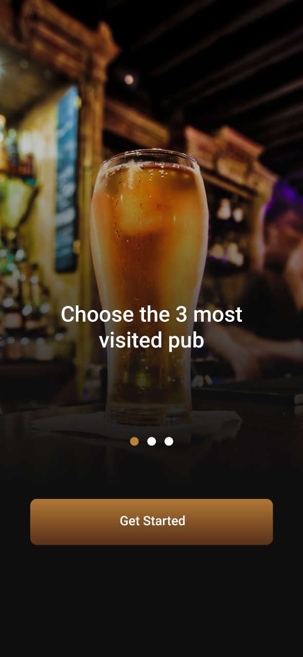 Home screen showing nearby pubs list